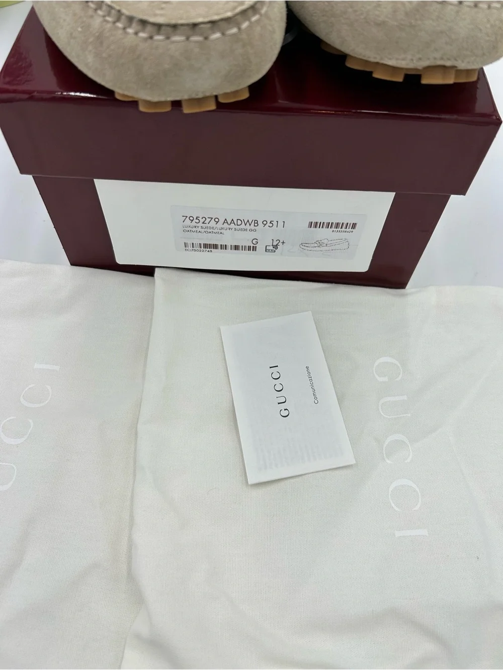 Men's Gucci suede GG embossed loafers size 12.5 fits 13 US made in Italy